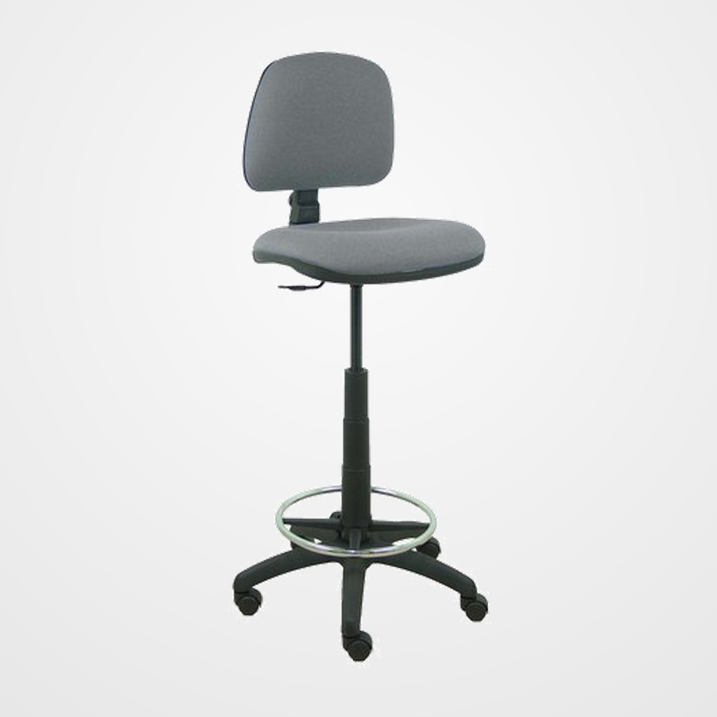 TABURETE PIQUERAS Y CRESPO ISSO ERGOMICO MECANISMO DE CONTACTO PERMANENTE REGULABLE EN ALTURA Y ARO REPOSAPIES ASIENTO Y RESPALDO TAPIZADOS BALI GRIS