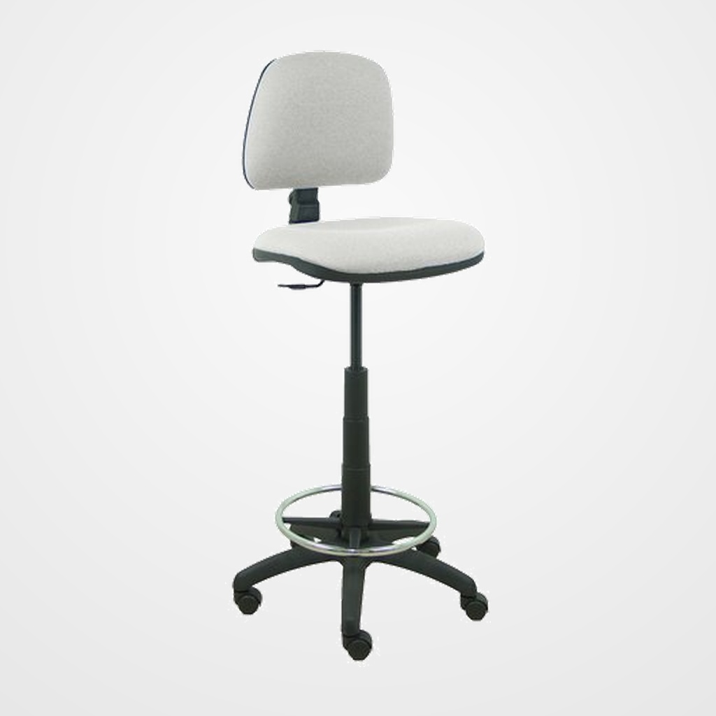 TABURETE PIQUERAS Y CRESPO ISSO ERGOMICO MECANISMO DE CONTACTO PERMANENTE REGULABLE EN ALTURA Y ARO REPOSAPIES ASIENTO Y RESPALDO TAPIZADOS BALI GRIS CLARO
