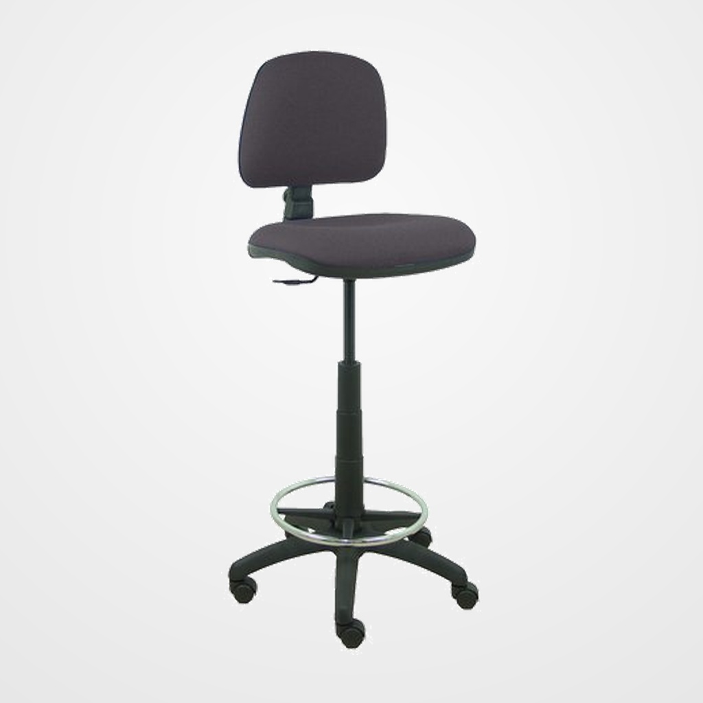 TABURETE PIQUERAS Y CRESPO ISSO ERGOMICO MECANISMO DE CONTACTO PERMANENTE REGULABLE EN ALTURA Y ARO REPOSAPIES ASIENTO Y RESPALDO TAPIZADOS BALI GRIS OSCURO