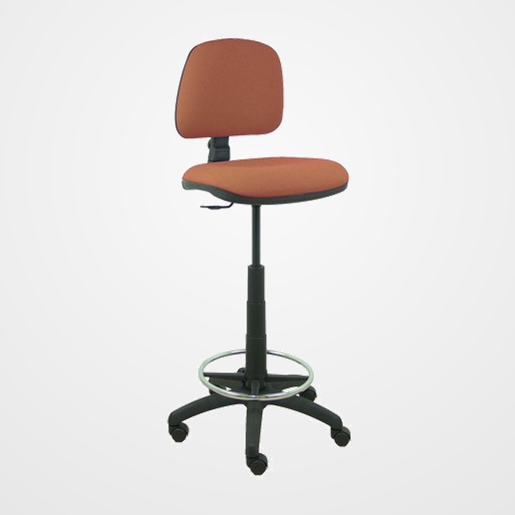 TABURETE PIQUERAS Y CRESPO ISSO ERGOMICO MECANISMO DE CONTACTO PERMANENTE REGULABLE EN ALTURA Y ARO REPOSAPIES ASIENTO Y RESPALDO TAPIZADOS BALI MARRON