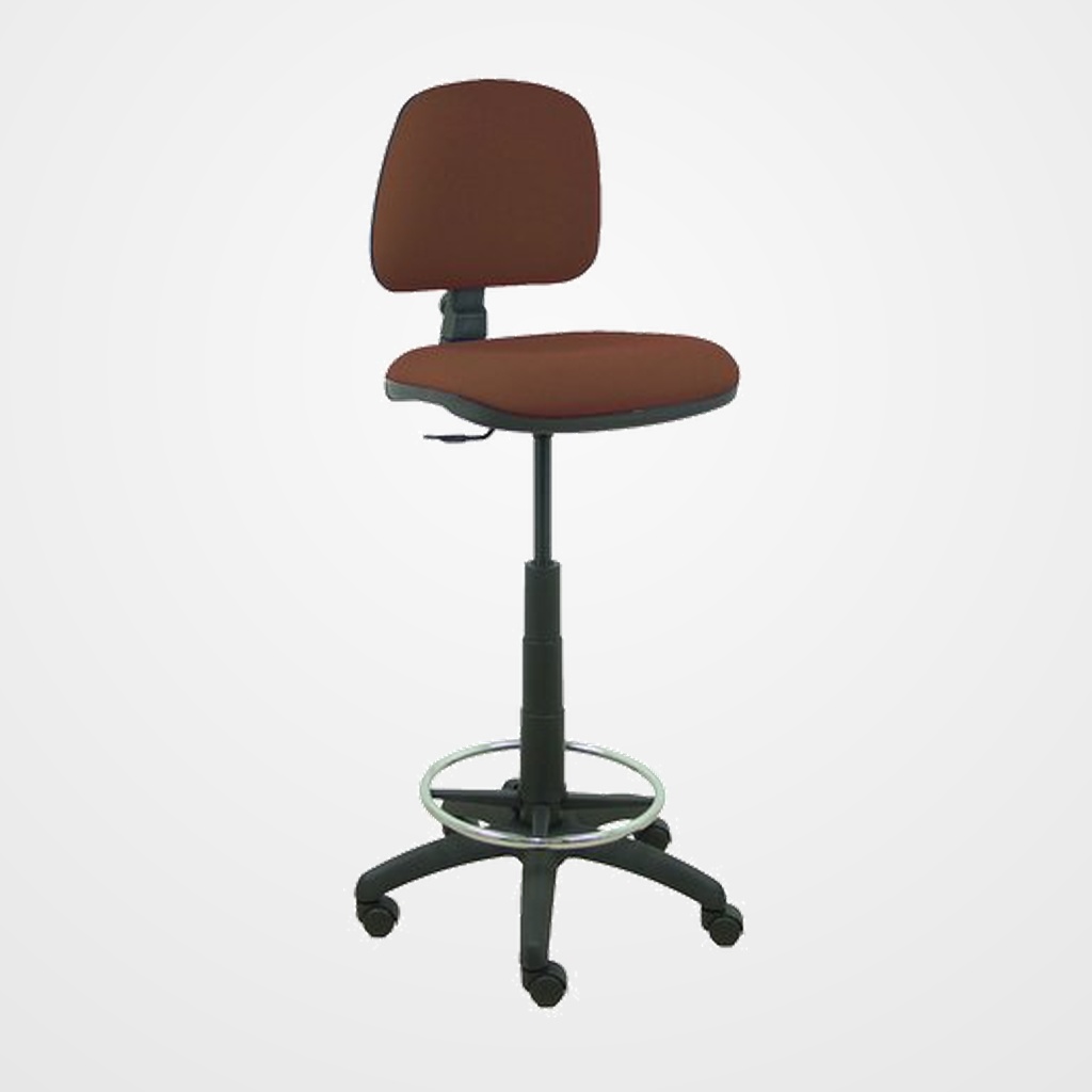 TABURETE PIQUERAS Y CRESPO ISSO ERGOMICO MECANISMO DE CONTACTO PERMANENTE REGULABLE EN ALTURA Y ARO REPOSAPIES ASIENTO Y RESPALDO TAPIZADOS BALI MARRON OSCURO