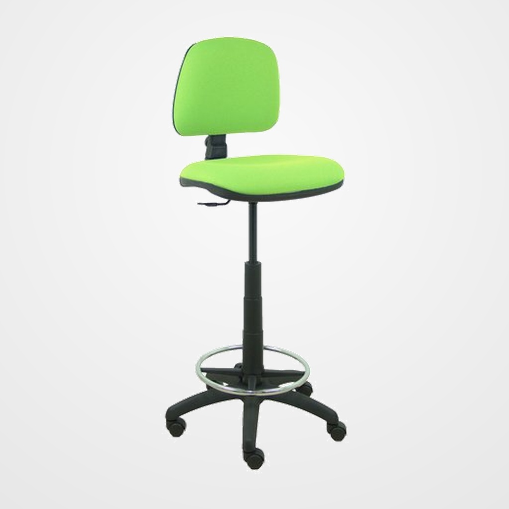 TABURETE PIQUERAS Y CRESPO ISSO ERGOMICO MECANISMO DE CONTACTO PERMANENTE REGULABLE EN ALTURA Y ARO REPOSAPIES ASIENTO Y RESPALDO TAPIZADOS BALI PISTACHO