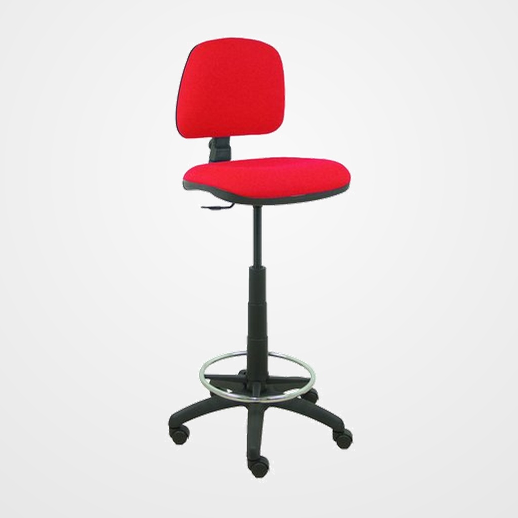 TABURETE PIQUERAS Y CRESPO ISSO ERGOMICO MECANISMO DE CONTACTO PERMANENTE REGULABLE EN ALTURA Y ARO REPOSAPIES ASIENTO Y RESPALDO TAPIZADOS BALI ROJO