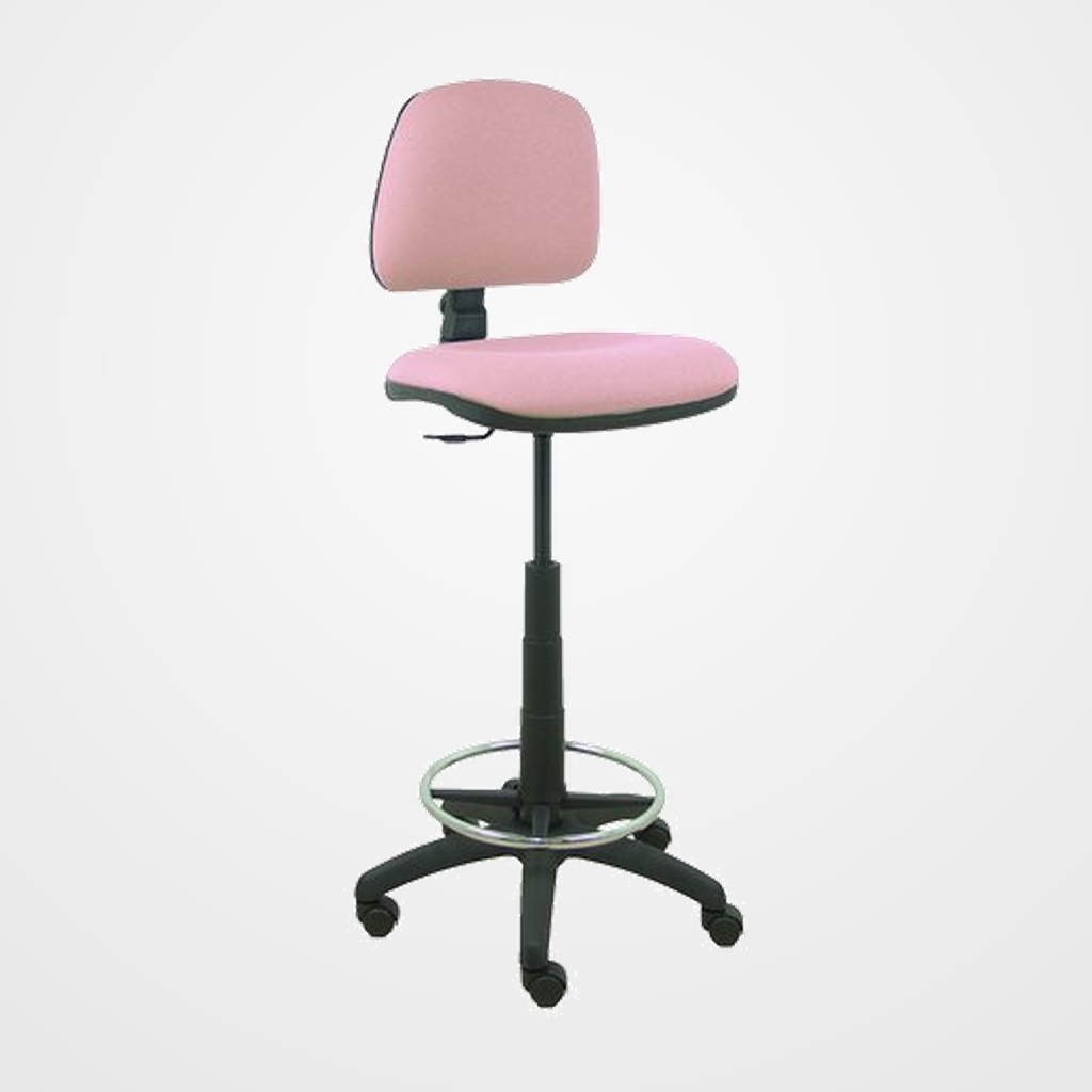 TABURETE PIQUERAS Y CRESPO ISSO ERGOMICO MECANISMO DE CONTACTO PERMANENTE REGULABLE EN ALTURA Y ARO REPOSAPIES ASIENTO Y RESPALDO TAPIZADOS BALI ROSA