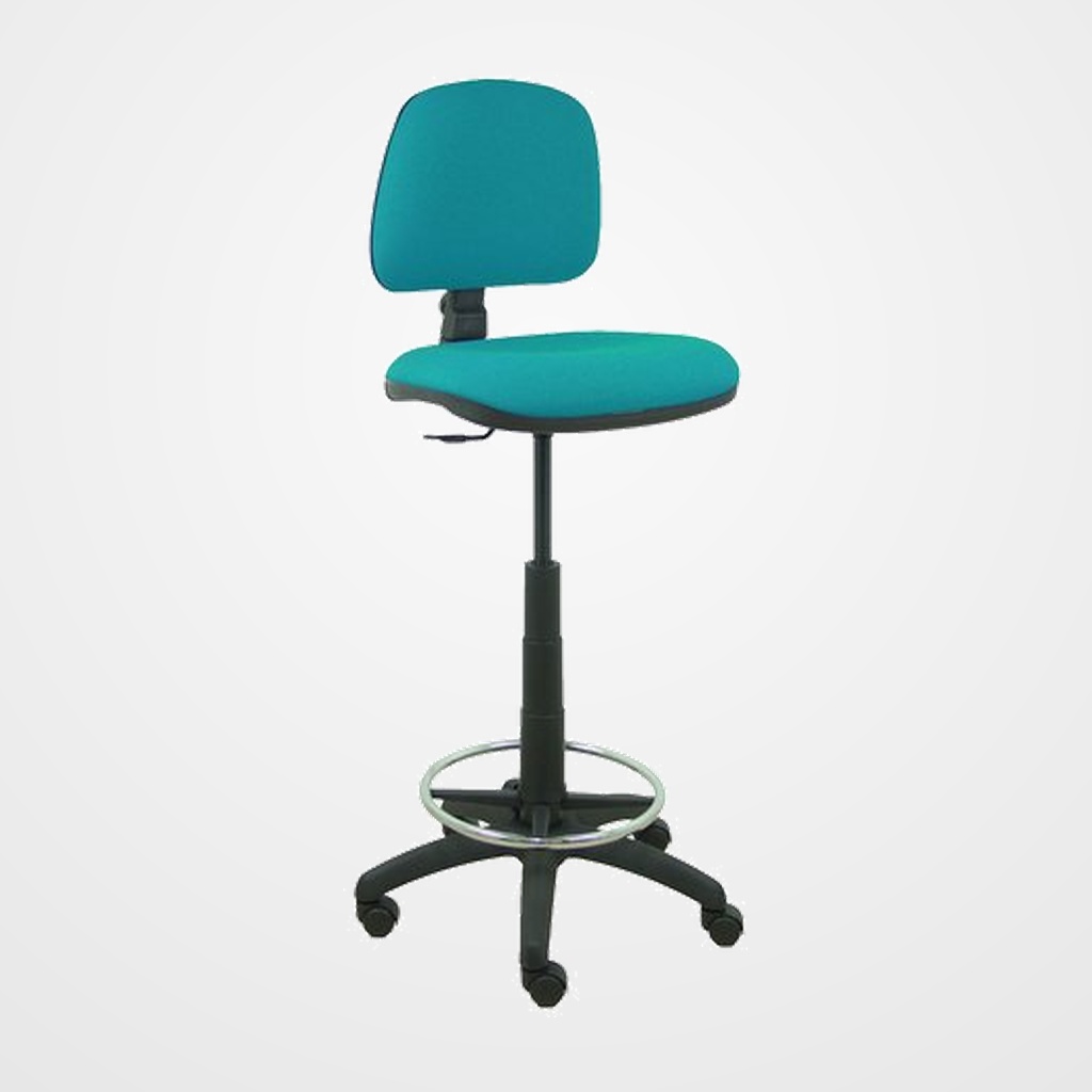 TABURETE PIQUERAS Y CRESPO ISSO ERGOMICO MECANISMO DE CONTACTO PERMANENTE REGULABLE EN ALTURA Y ARO REPOSAPIES ASIENTO Y RESPALDO TAPIZADOS BALI TURQUESA