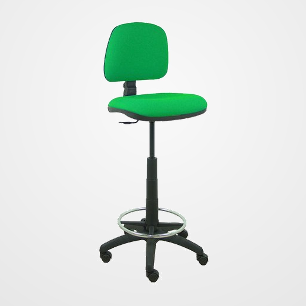 TABURETE PIQUERAS Y CRESPO ISSO ERGOMICO MECANISMO DE CONTACTO PERMANENTE REGULABLE EN ALTURA Y ARO REPOSAPIES ASIENTO Y RESPALDO TAPIZADOS BALI VERDE