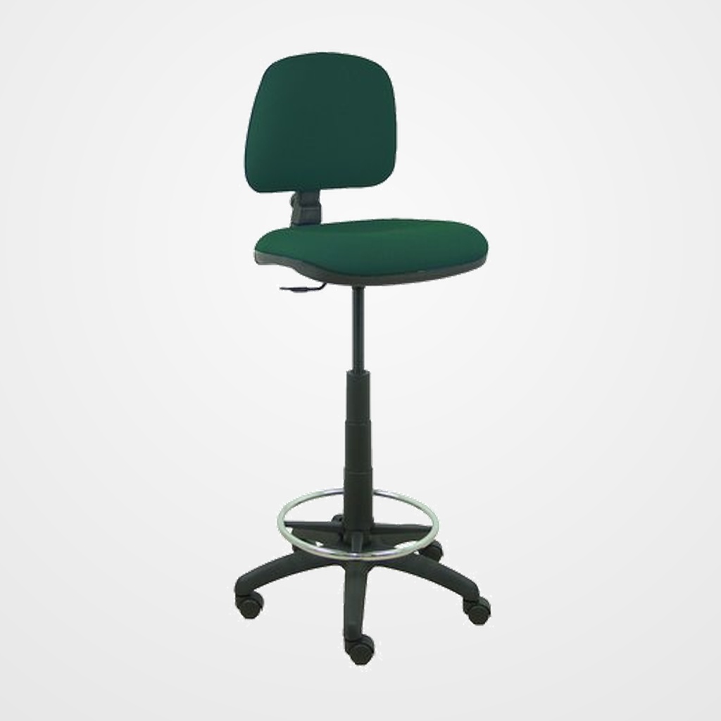 TABURETE PIQUERAS Y CRESPO ISSO ERGOMICO MECANISMO DE CONTACTO PERMANENTE REGULABLE EN ALTURA Y ARO REPOSAPIES ASIENTO Y RESPALDO TAPIZADOS BALI VERDE BOTELLA