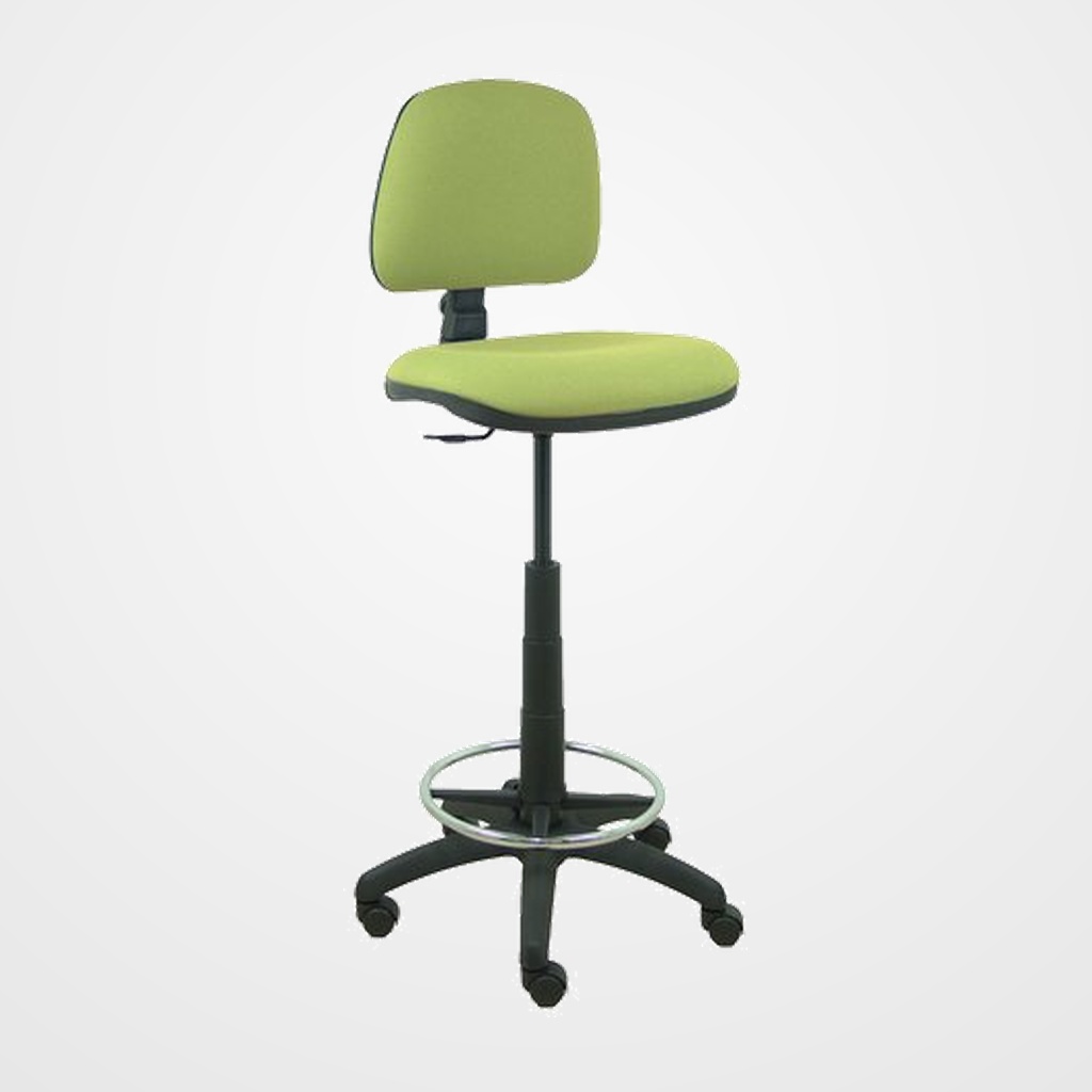 TABURETE PIQUERAS Y CRESPO ISSO ERGOMICO MECANISMO DE CONTACTO PERMANENTE REGULABLE EN ALTURA Y ARO REPOSAPIES ASIENTO Y RESPALDO TAPIZADOS BALI VERDE OLIVA