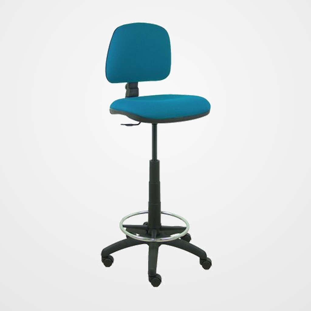 TABURETE PIQUERAS Y CRESPO ISSO ERGOMICO MECANISMO DE CONTACTO PERMANENTE REGULABLE EN ALTURA Y ARO REPOSAPIES ASIENTO Y RESPALDO TAPIZADOS BALI VERDE PETROLEO