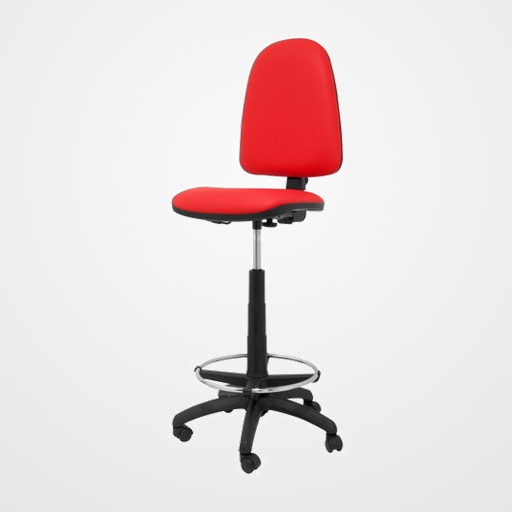 TABURETE PIQUERAS Y CRESPO AYNA ERGOMICO MECANISMO DE CONTACTO PERMANENTE REGULABLE EN ALTURA Y ARO REPOSAPIES ASIENTO Y RESPALDO TAPIZADOS SIMILPIEL ROJO