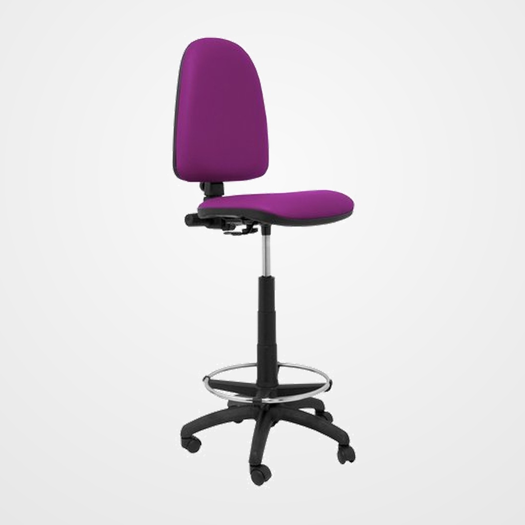 TABURETE PIQUERAS Y CRESPO AYNA ERGONOMICO MECANISMO DE CONTACTO PERMANENTE REGULABLE EN ALTURA Y ARO REPOSAPIES ASIENTO Y RESPALDO TAPIZADOS SIMILPIEL MORADO