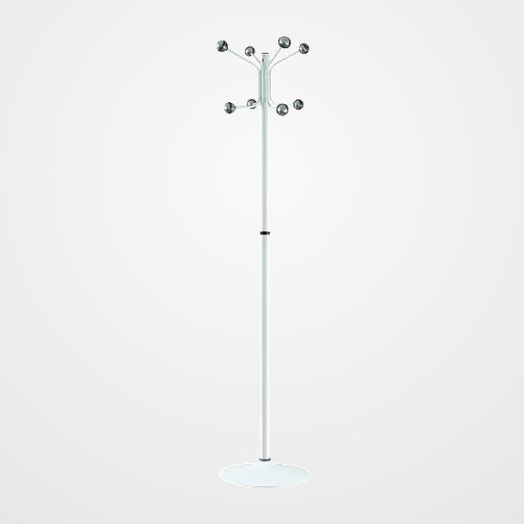 PERCHERO CILINDRO PIE METALICO H-12D 8 BOLAS 175x37 DESMONTABLE BLANCO