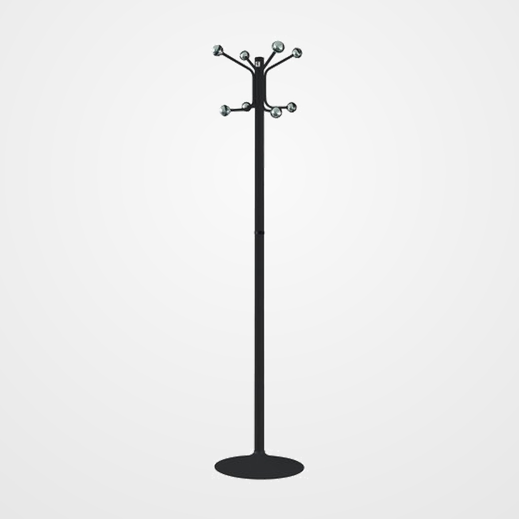 PERCHERO CILINDRO PIE METALICO H-12D 8 BOLAS 175x37 DESMONTABLE NEGRO