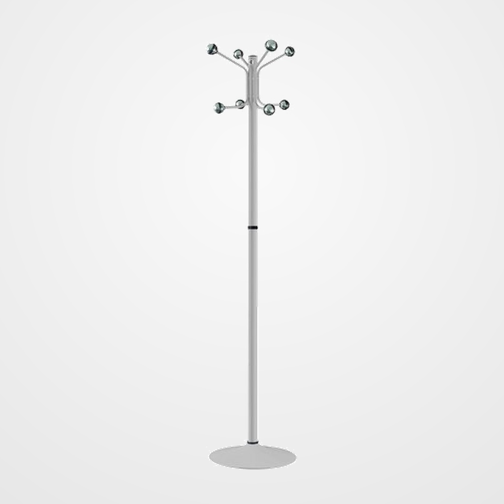 PERCHERO CILINDRO PIE METALICO H-12D 8 BOLAS 175x37 DESMONTABLE RAL 9006