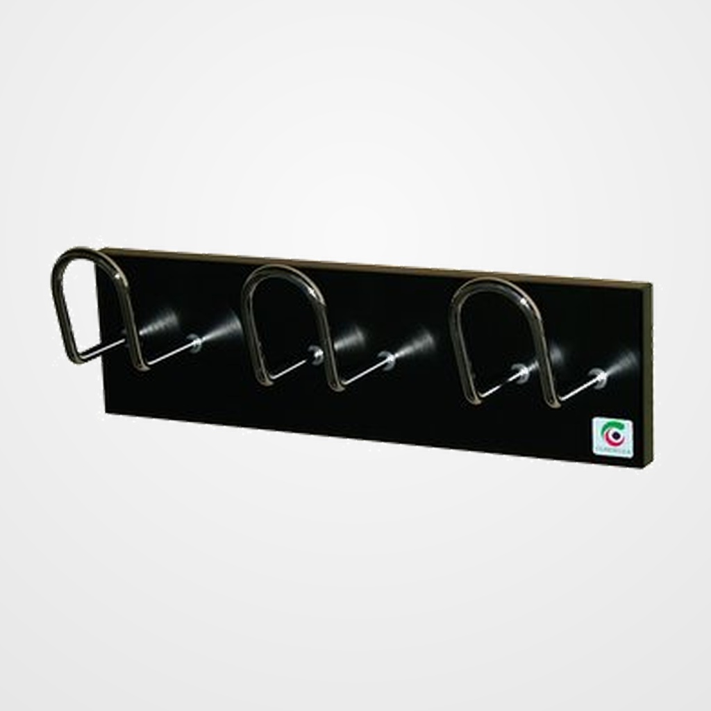 PERCHERO PARED CLINDRO H-13 3 COLGADORES NEGRO