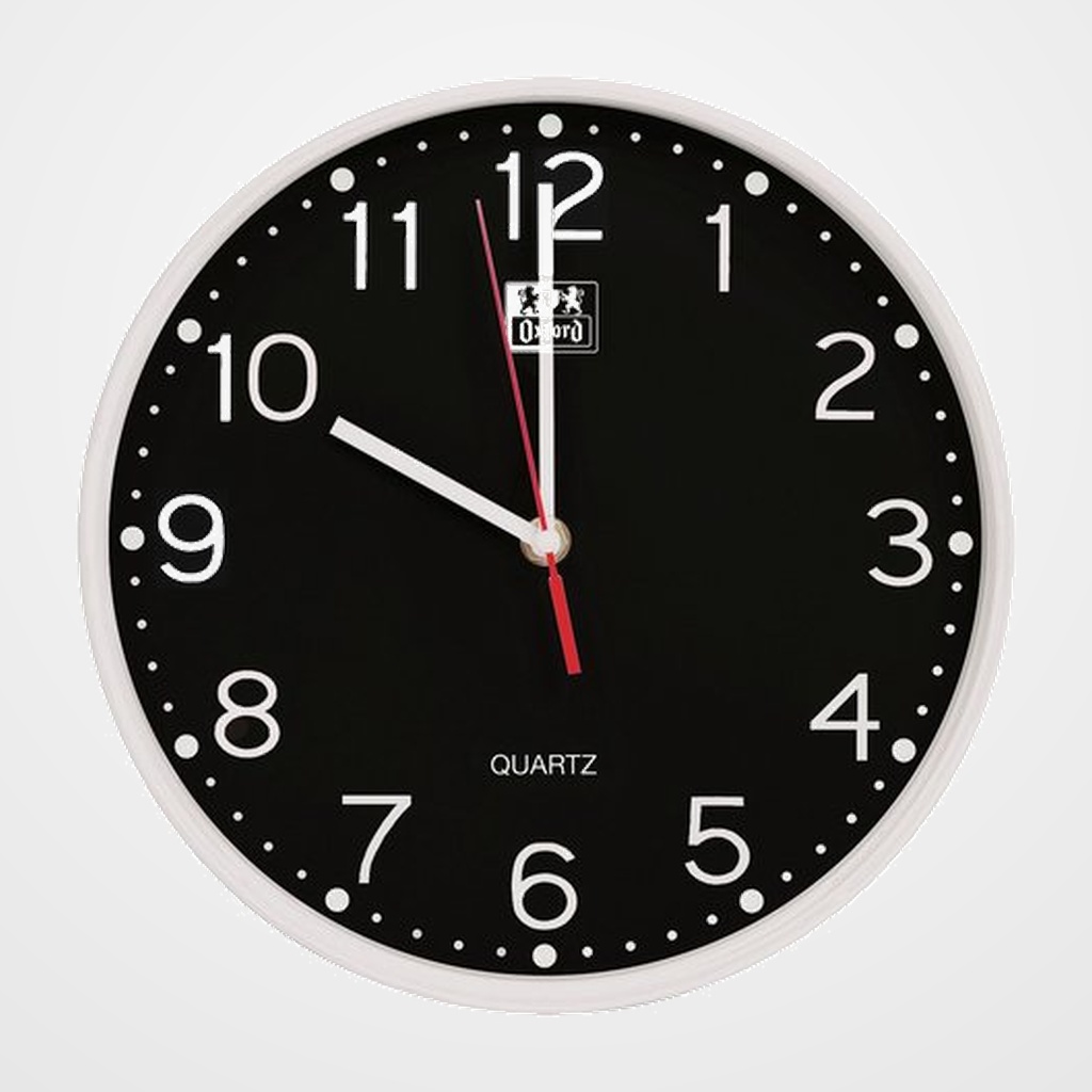 RELOJ PARED OXFORD CALM NEGRO ANALOGICO 25 cm Ø (Pila incluida)