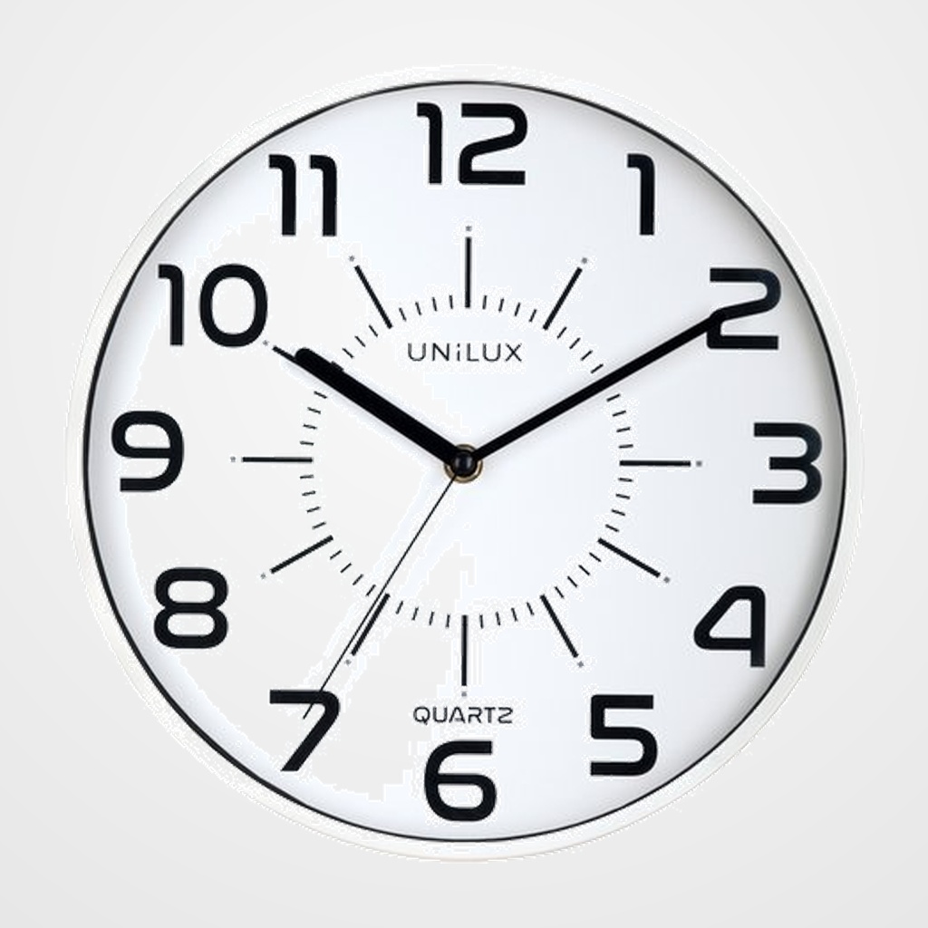 RELOJ PARED UNILUX POP BLANCO ANALOGICO 28 cm Ø (Pila incluida)