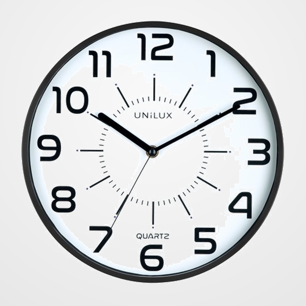 RELOJ PARED UNILUX POP NEGRO ANALOGICO 28 cm Ø (Pila incluida)