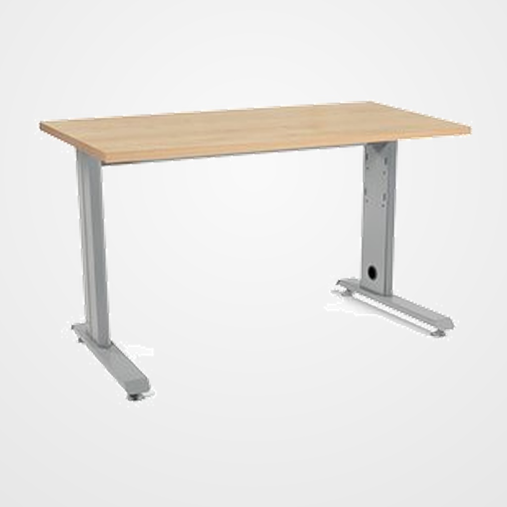 MESA ROCADA METAL 120x60 ESTRUCTURA ALUMINIO TABLERO ROBLE