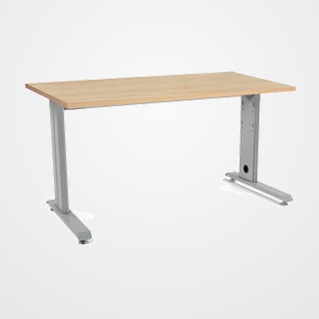 MESA ROCADA METAL 140x80 ESTRUCTURA ALUMINIO TABLERO ROBLE