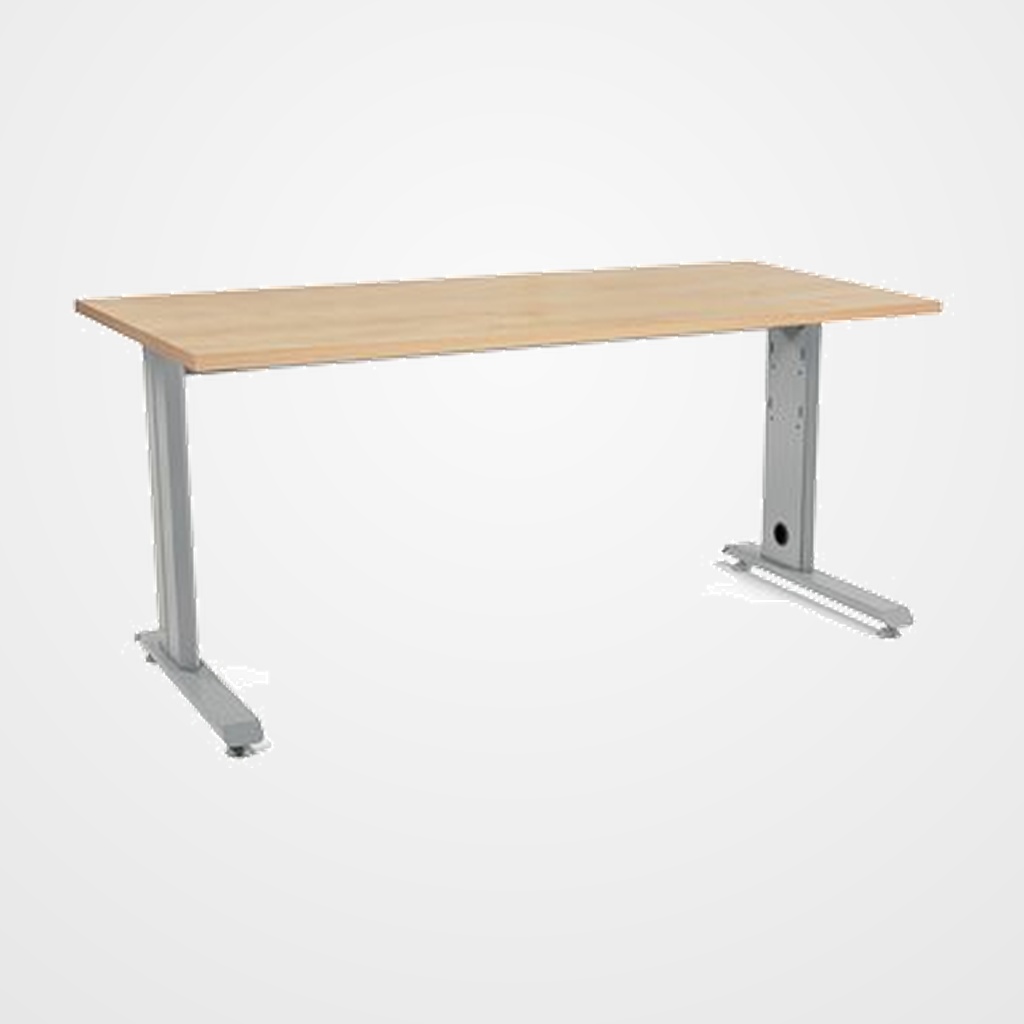 MESA ROCADA METAL 160x80 ESTRUCTURA ALUMINIO TABLERO ROBLE