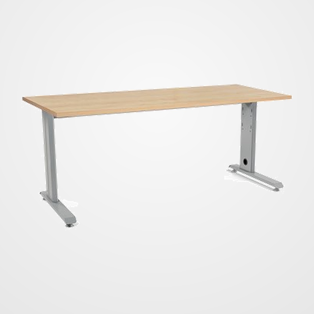 MESA ROCADA METAL 180x80 ESTRUCTURA ALUMINIO TABLERO ROBLE