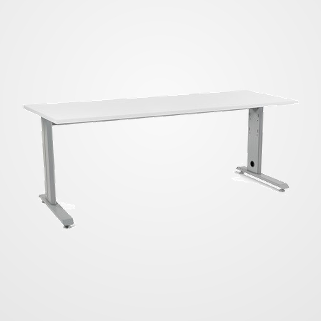 MESA ROCADA METAL 200x80 ESTRUCTURA ALUMINIO TABLERO BLANCO