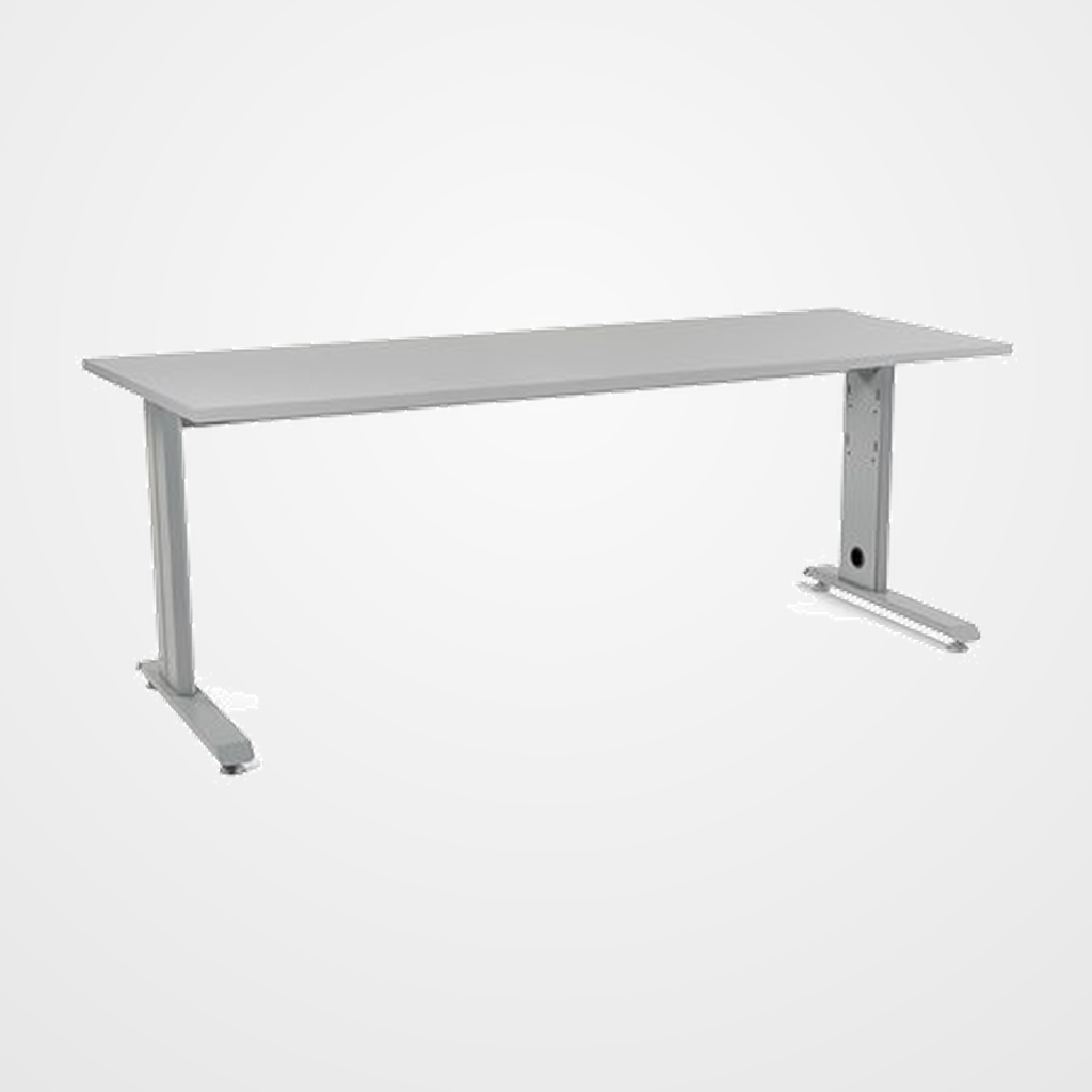 MESA ROCADA METAL 200x80 ESTRUCTURA ALUMINIO TABLERO GRIS