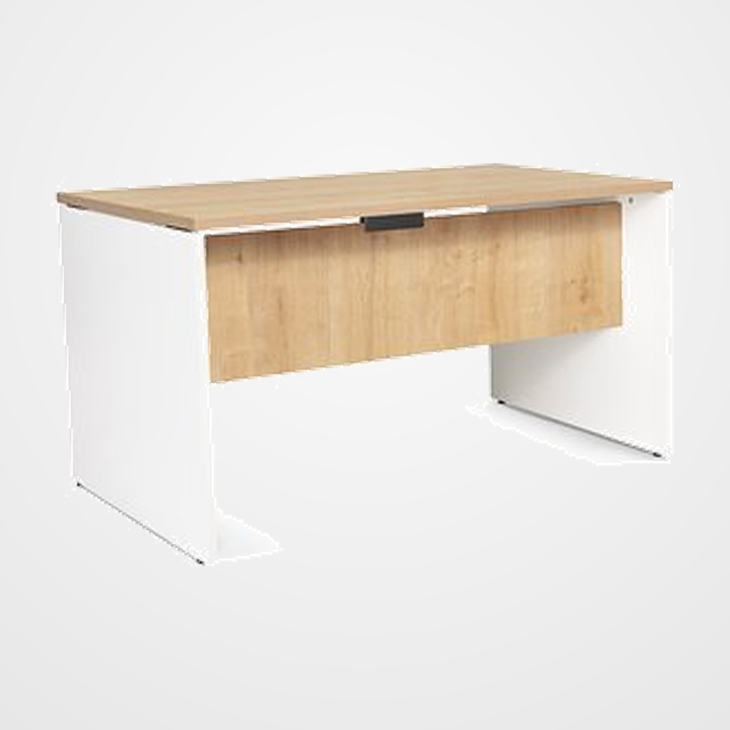 [24401323] MESA ROCADA WORK  140x80 ESTRUCTURA BLANCO TABLERO ROBLE