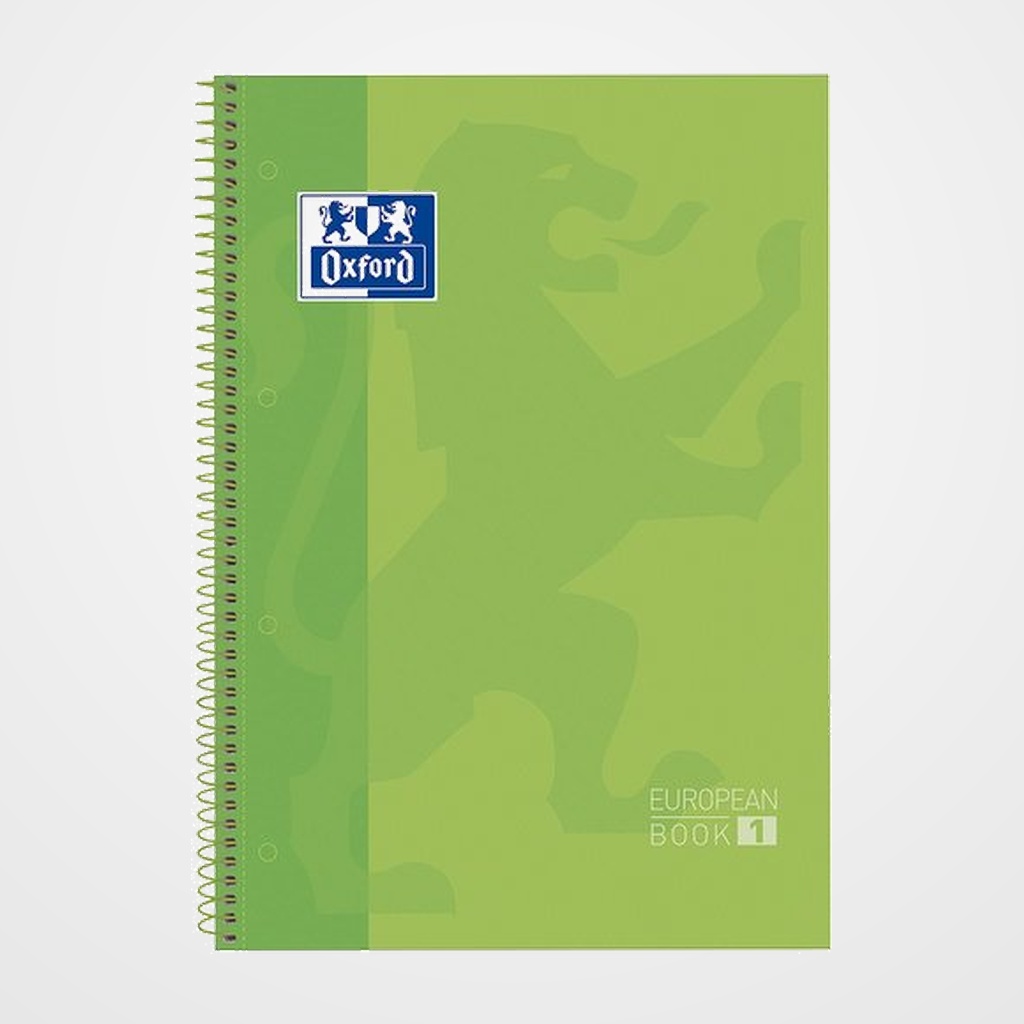 BLOC OXFORD SCHOOL EU.BOOK 1 micro.tapa EXTRA A4+  80h HORIZONTAL 90g VERDE MANZANA