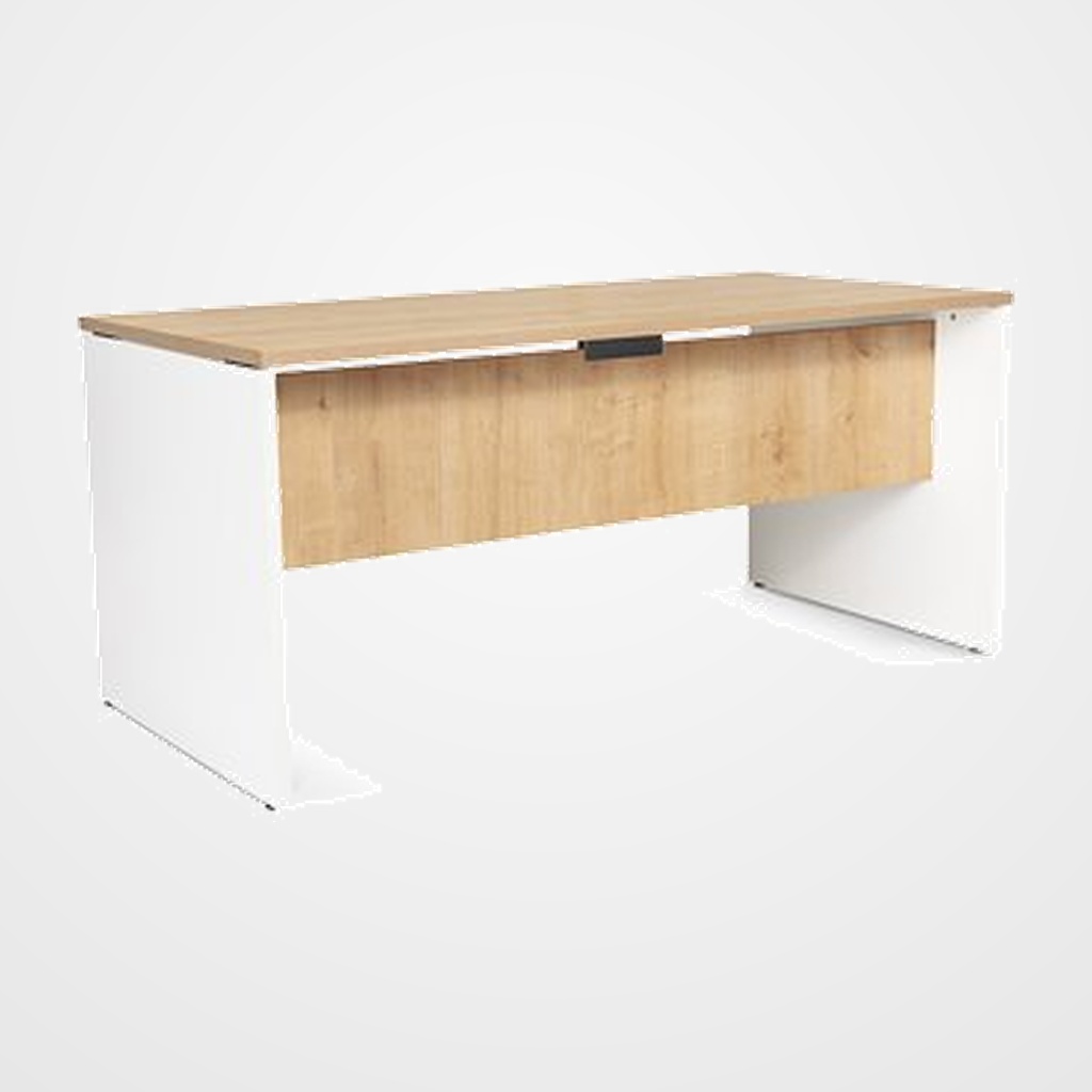 MESA ROCADA WORK  160x80 ESTRUCTURA BLANCO TABLERO ROBLE