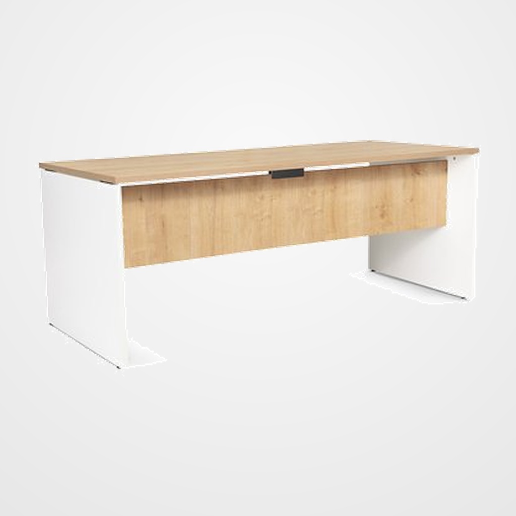 MESA ROCADA WORK  180x80 ESTRUCTURA BLANCO TABLERO ROBLE