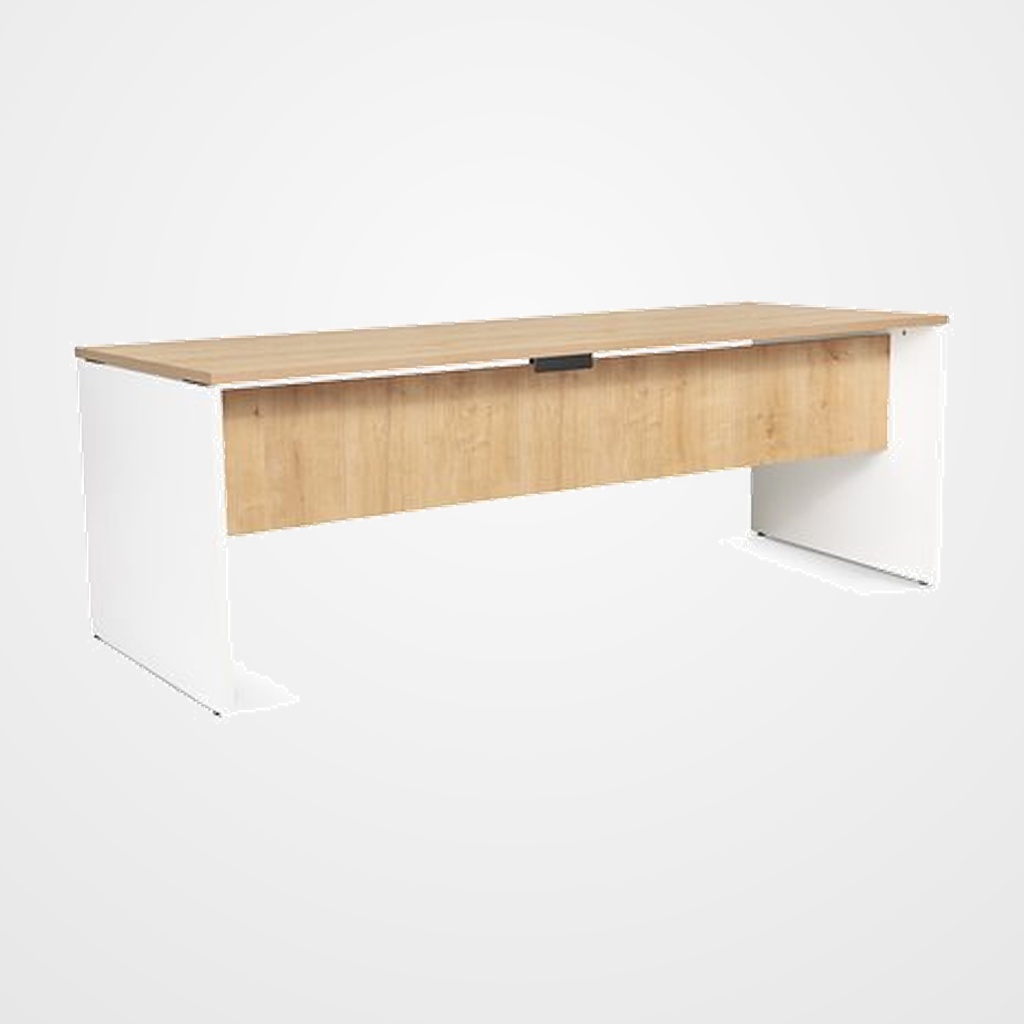MESA ROCADA WORK  200x80 ESTRUCTURA BLANCO TABLERO ROBLE