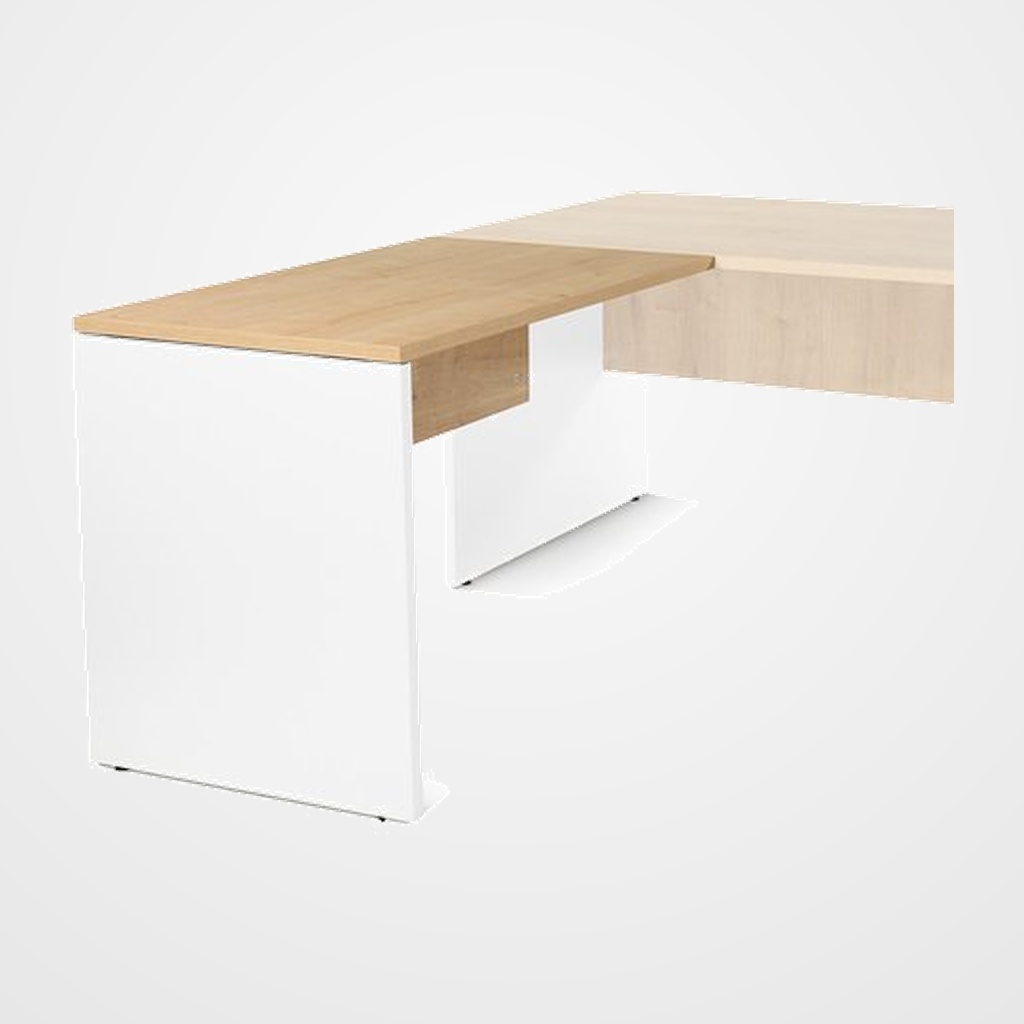 MESA ROCADA WORK ALA 100x60 ESTRUCTURA BLANCO TABLERO ROBLE