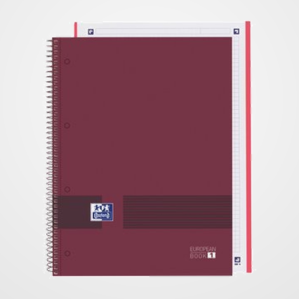 BLOC OXFORD SCHOOL EU.BOOK 1 OXFORD&YOU micro.tapa EXTRA A4+ 80h CUADRIC.5x5 90g BURDEOS