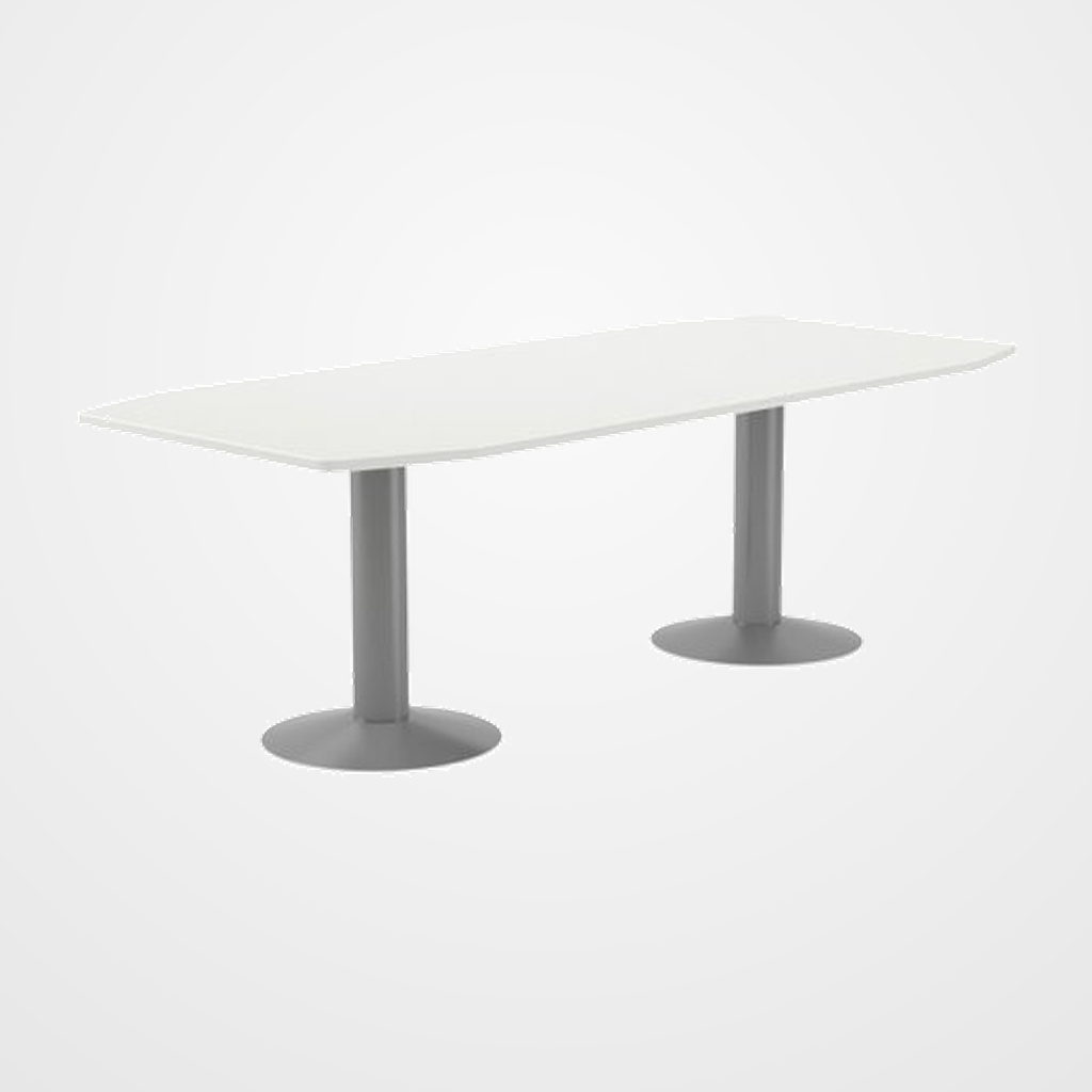 MESA ROCADA MEETING DE JUNTAS 220x100 PIES COLUMNA ALUMINIO TABLERO BLANCO