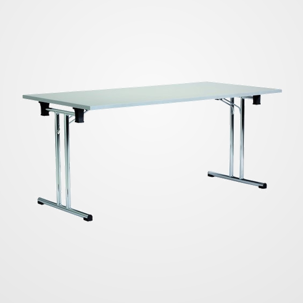 MESA ROCADA MEETING PLEGABLE 160x80 ESTRUCTURA CROMADO TABLERO MELAMINA GRIS