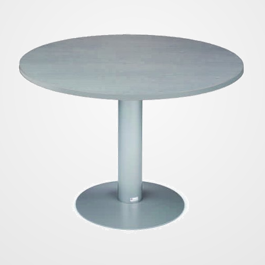 MESA ROCADA MEETING REDONDA DE JUNTAS DIAMETRO 100 cm. con PATA COLUMNA ALUMINIO TABLERO GRIS