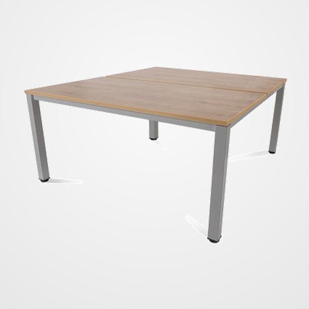 MESA ROCADA EXECUTIVE 160x163 ESTRUCTURA ALUMINIO TABLERO MELAMINA ROBLE