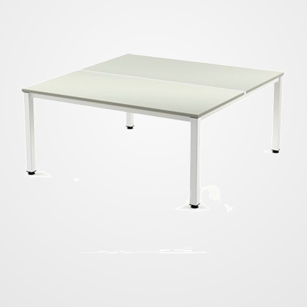MESA ROCADA EXECUTIVE 160x163 ESTRUCTURA BLANCO TABLERO MELAMINA GRIS