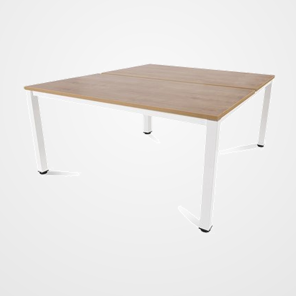 [24402553] MESA ROCADA EXECUTIVE 160x163 ESTRUCTURA BLANCO TABLERO MELAMINA ROBLE