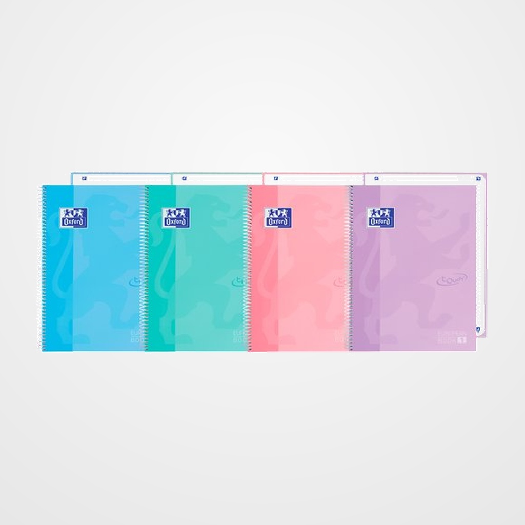 BLOC OXFORD SCHOOL EU.BOOK 1 TOUCH micro.tapa EXTRA A4+  80h HORIZONTAL 90g SURTIDO PASTEL (4 col.)