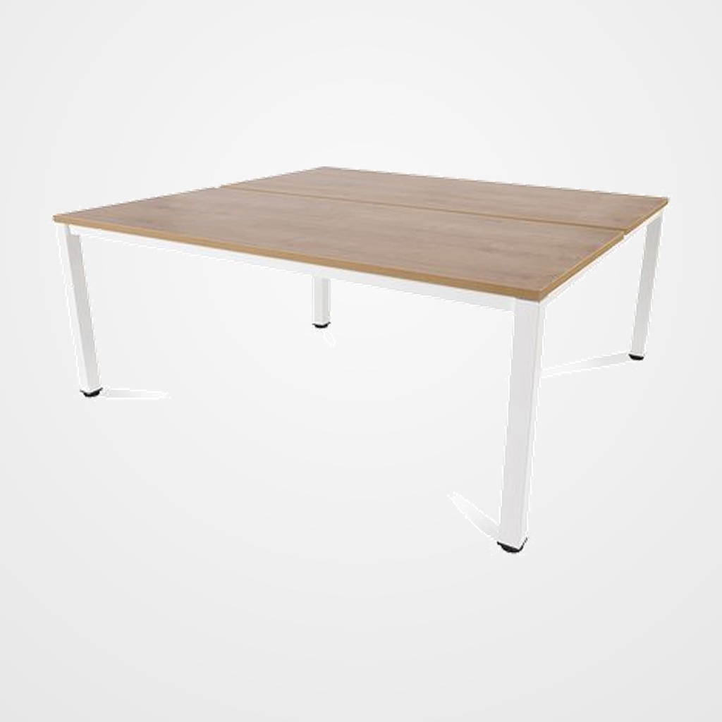 MESA ROCADA EXECUTIVE 180x163 ESTRUCTURA BLANCO TABLERO MELAMINA ROBLE