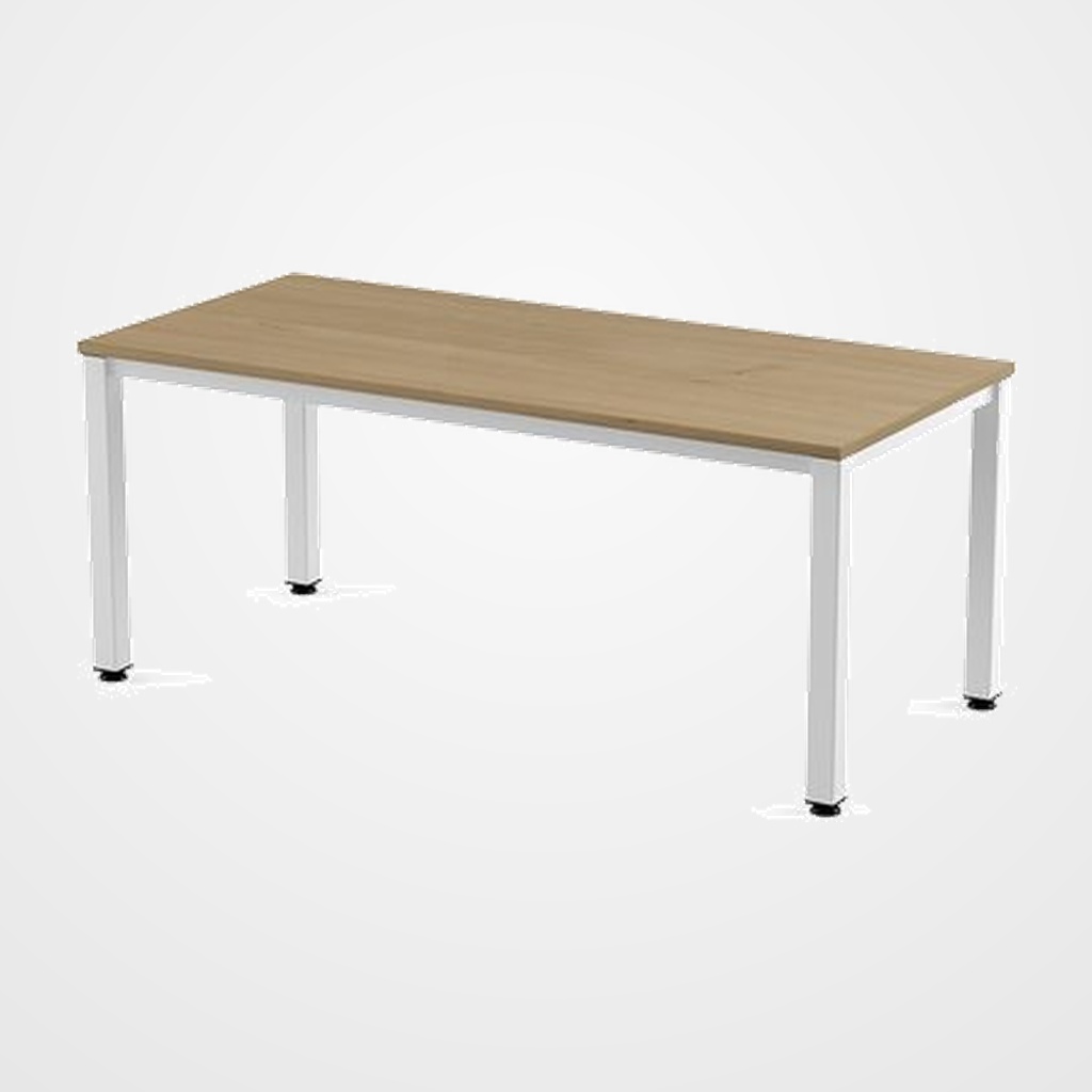 MESA ROCADA EXECUTIVE 180x80 ESTRUCTURA BLANCO TABLERO MELAMINA ROBLE