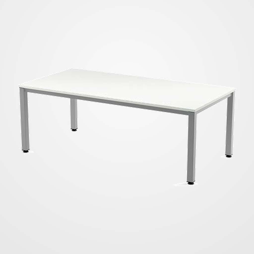 MESA ROCADA EXECUTIVE 200x100 ESTRUCTURA ALUMINIO TABLERO MELAMINA BLANCO