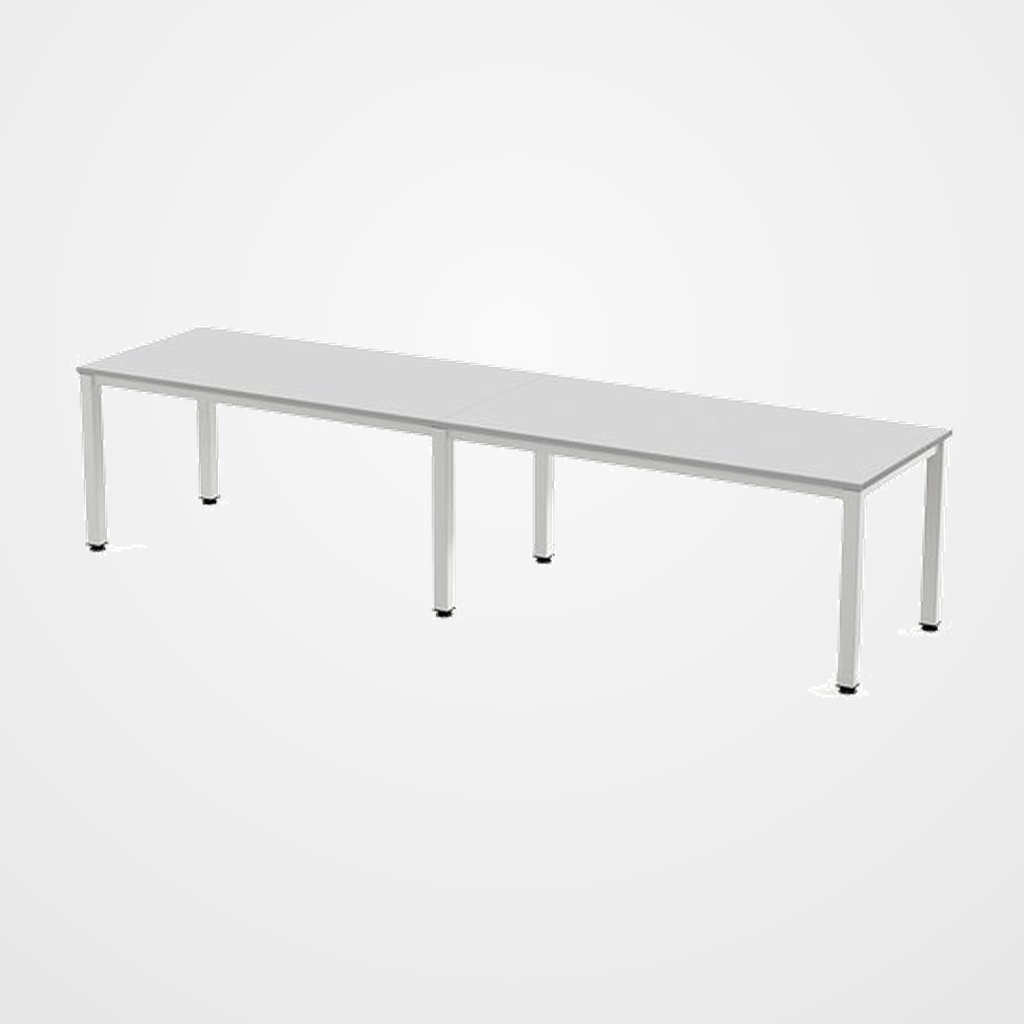 MESA ROCADA EXECUTIVE 360x80 ESTRUCTURA BLANCO TABLERO MELAMINA GRIS