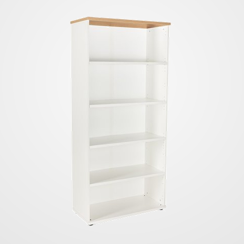 ARMARIO ROCADA ABIERTO 195x90x45 ESTRUCTURA BLANCO Y TAPA ROBLE