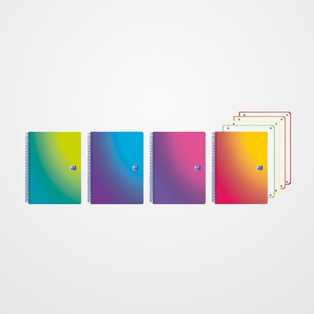 BLOC OXFORD SCHOOL EU.BOOK 4 GRADIENT micro.tapa PP A5+ 120h CUADRIC.5x5 90g SURTIDO (4 col.)