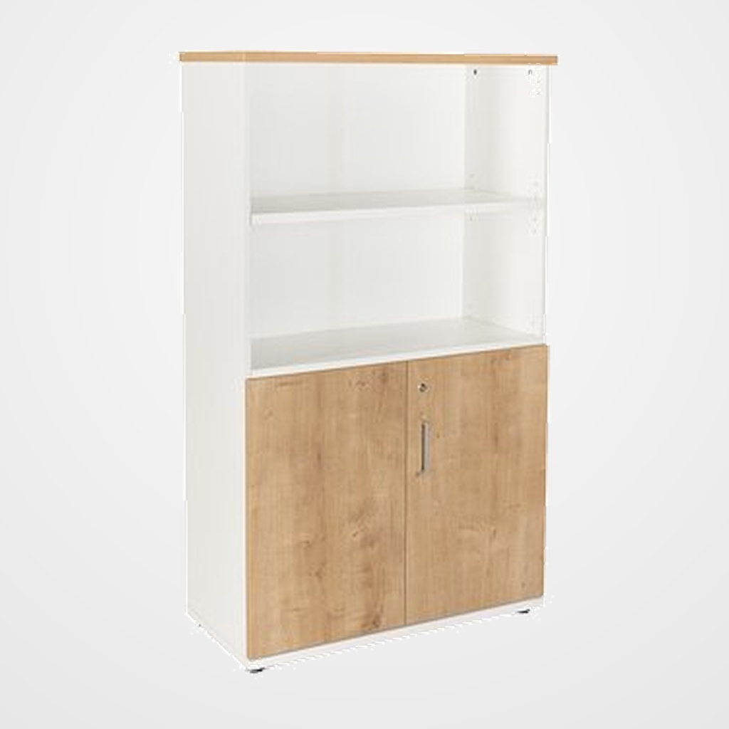 ARMARIO ROCADA CON PUERTAS BAJAS 156x90x45 ESTRUCTURA BLANCO Y TAPA ROBLE