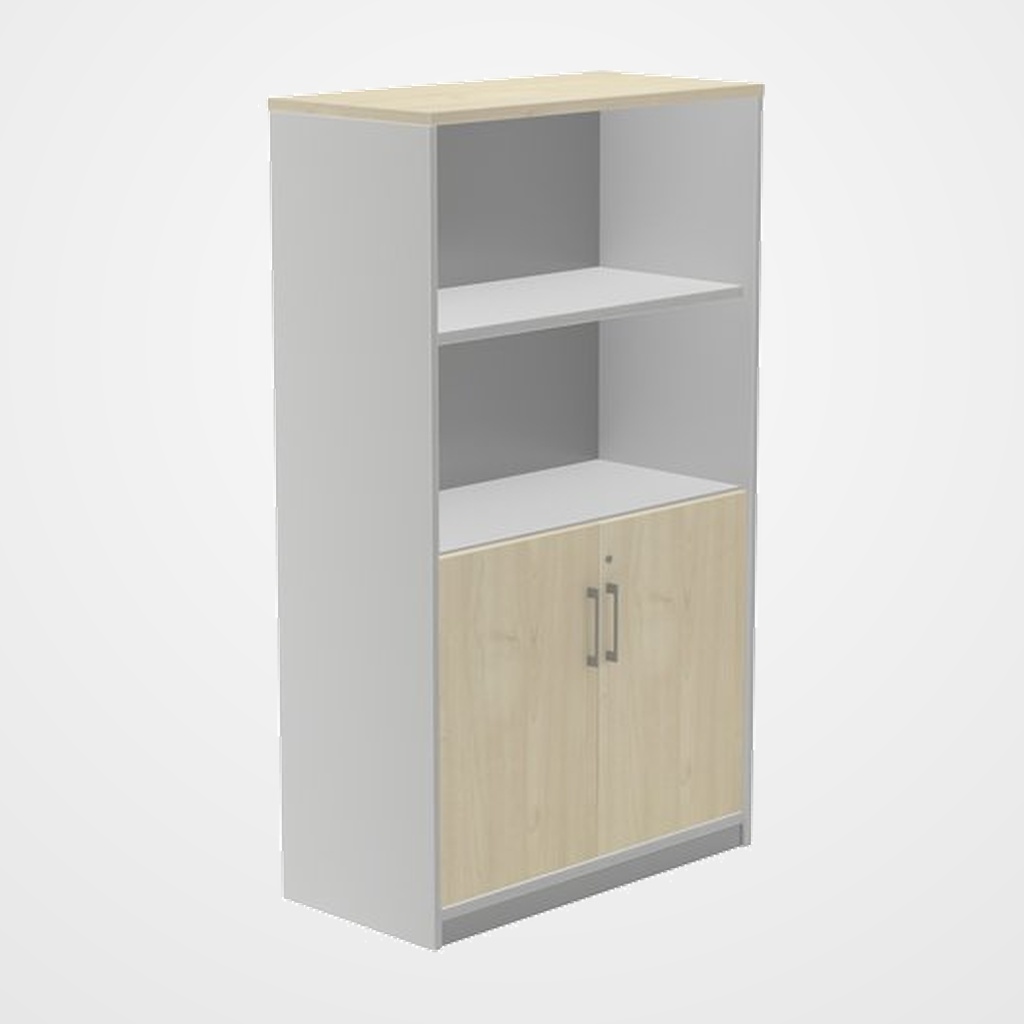 ARMARIO ROCADA CON PUERTAS BAJAS 156x90x45 ESTRUCTURA GRIS Y TAPA ROBLE